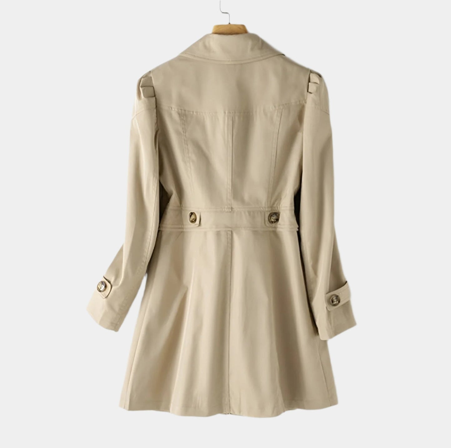 Single-Breasted Trench Coat with Notched Lapels and Button Closure
