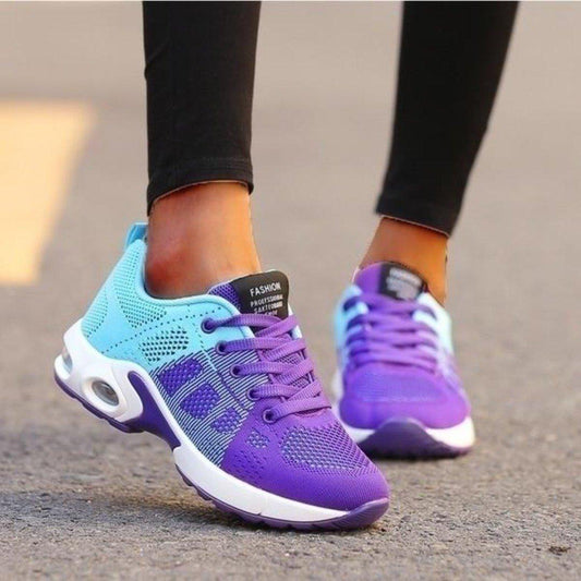 Low-Top Knit Mesh Lace-Up Air-Cushioned Training Shoes