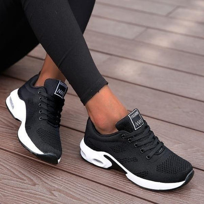 Low-Top Knit Mesh Lace-Up Air-Cushioned Training Shoes