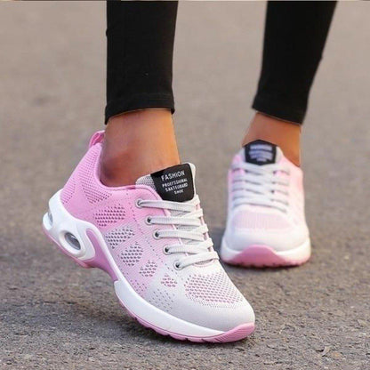 Low-Top Knit Mesh Lace-Up Air-Cushioned Training Shoes