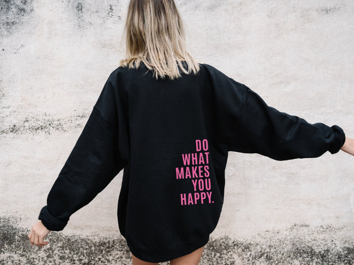 Oversized Hoodie with Long Sleeves and Printed Back Detail