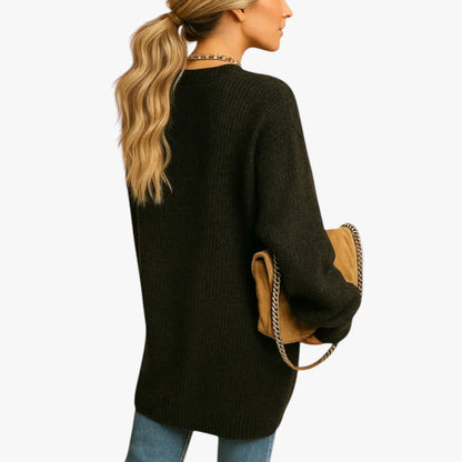 Open Front Long Sleeve Knitted Long Cardigan