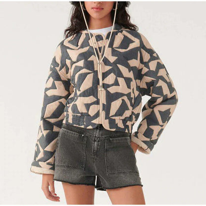 Quilted Cropped Jacket with Zip Closure