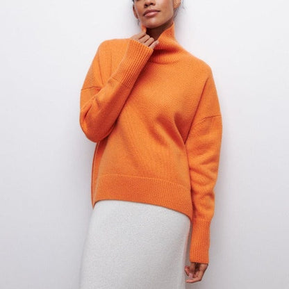 Oversized Knit Sweater with Turtleneck and Dropped Shoulders