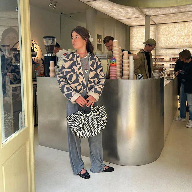 Quilted Cropped Jacket with Zip Closure