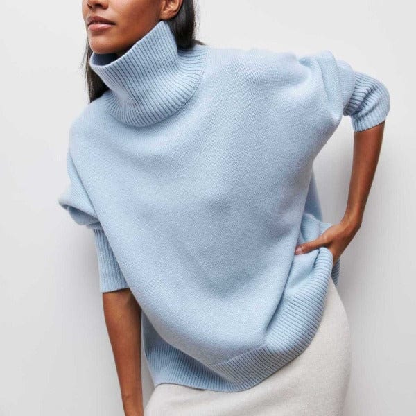 Oversized Knit Sweater with Turtleneck and Dropped Shoulders