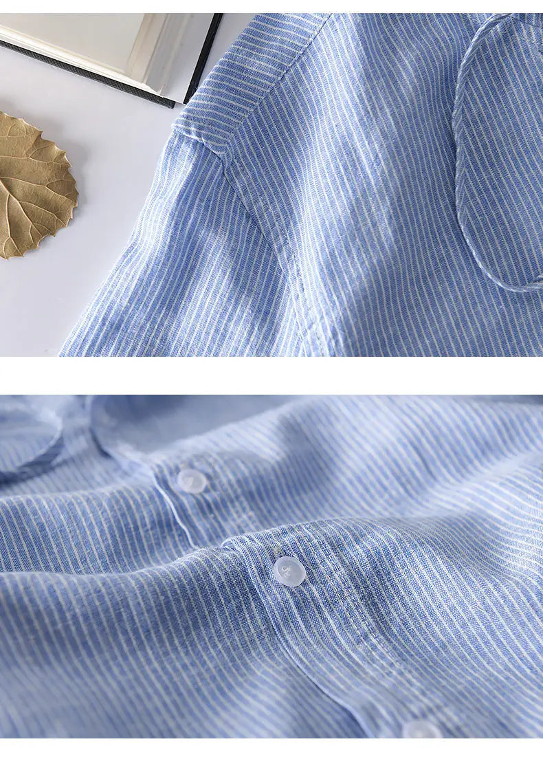 Striped Long Sleeve Shirt with Drawstring Hood and Button Closure