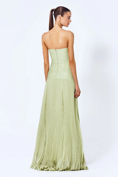 Strapless Pleated Maxi Dress