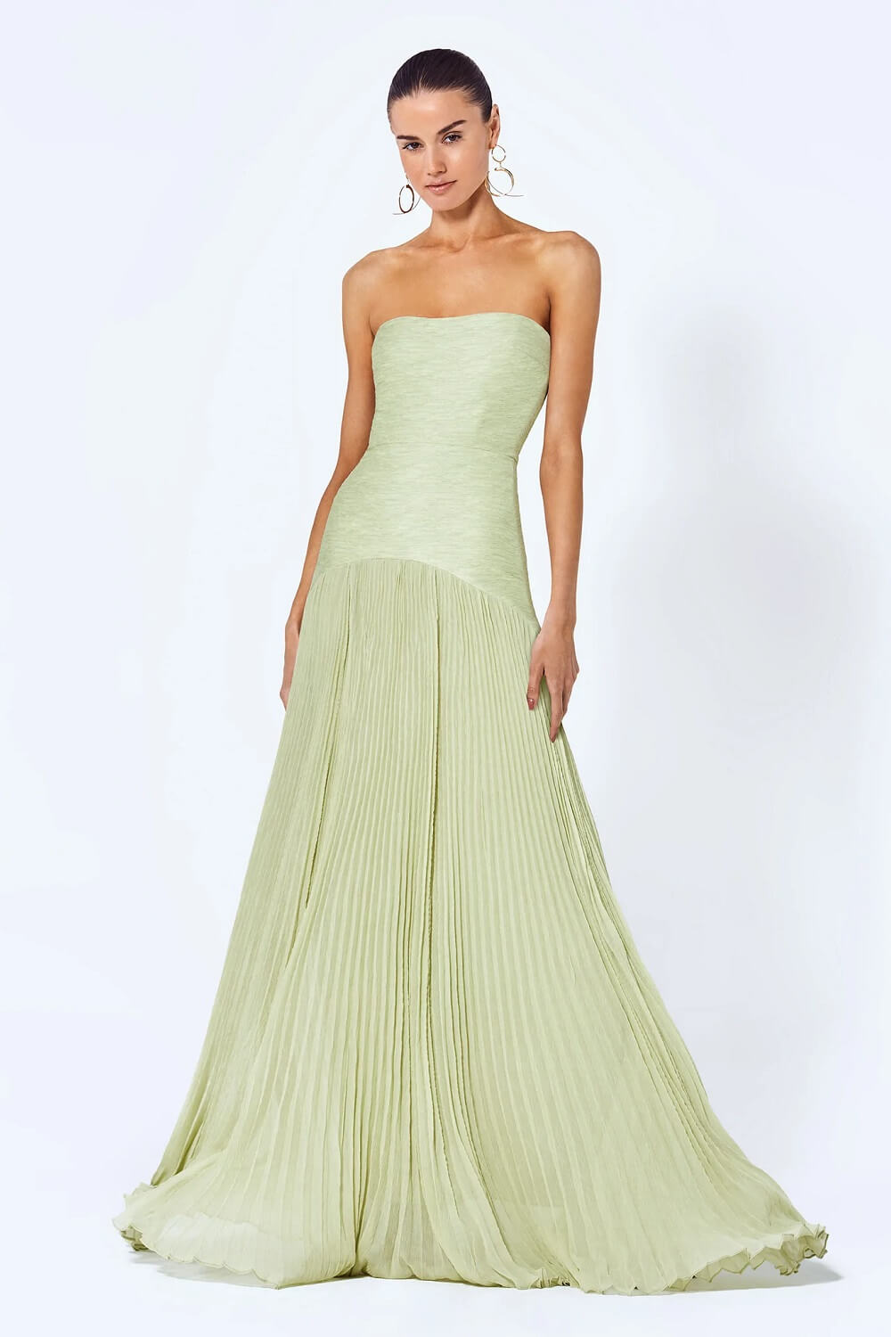 Strapless Pleated Maxi Dress