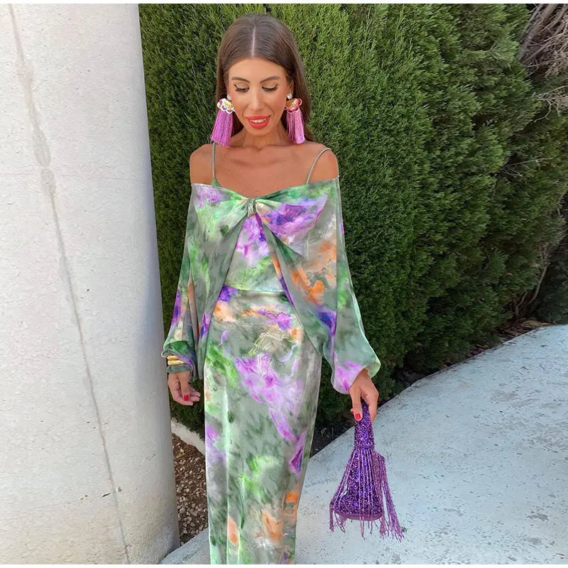 Satin Slip Maxi Dress with Low Back