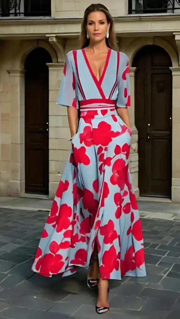 Women's Bold Floral Wrap Dress