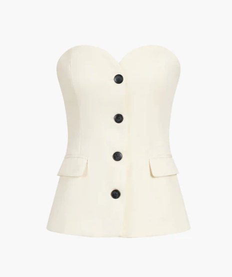 Strapless Blazer and Flared Trouser Set