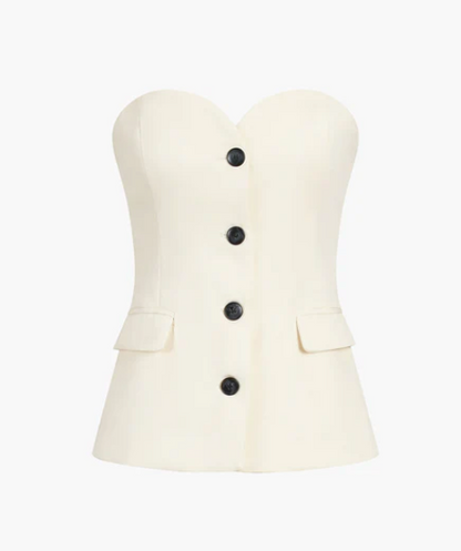 Strapless Blazer and Flared Trouser Set