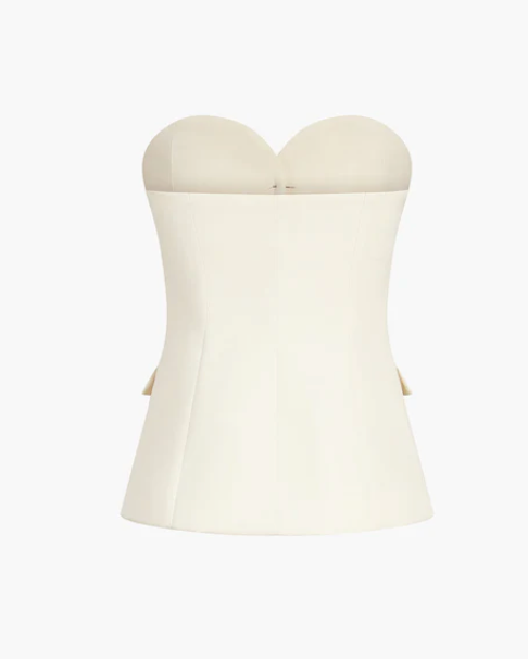 Strapless Blazer and Flared Trouser Set