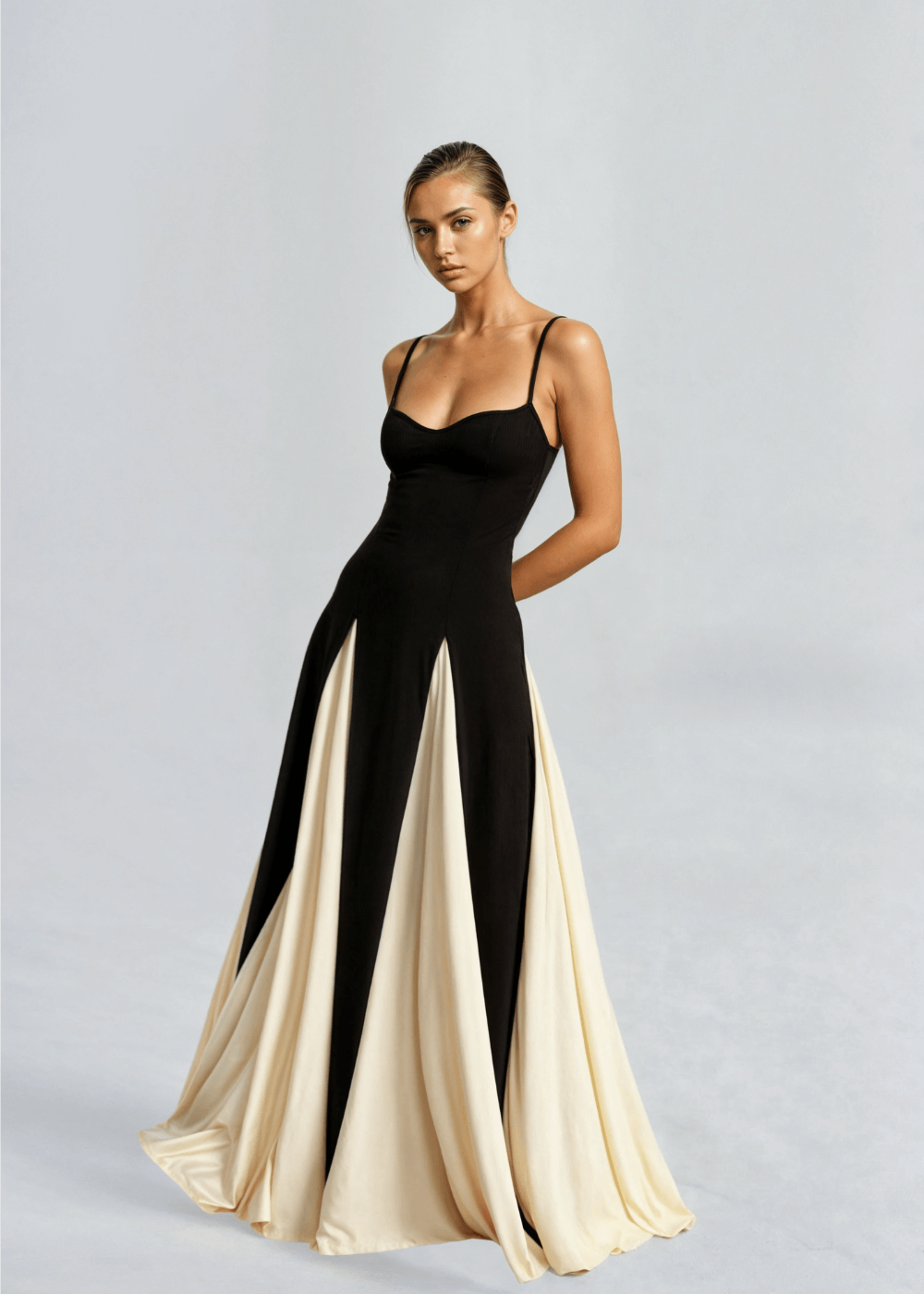 Maxi Dress Spaghetti Strap Two Tone
