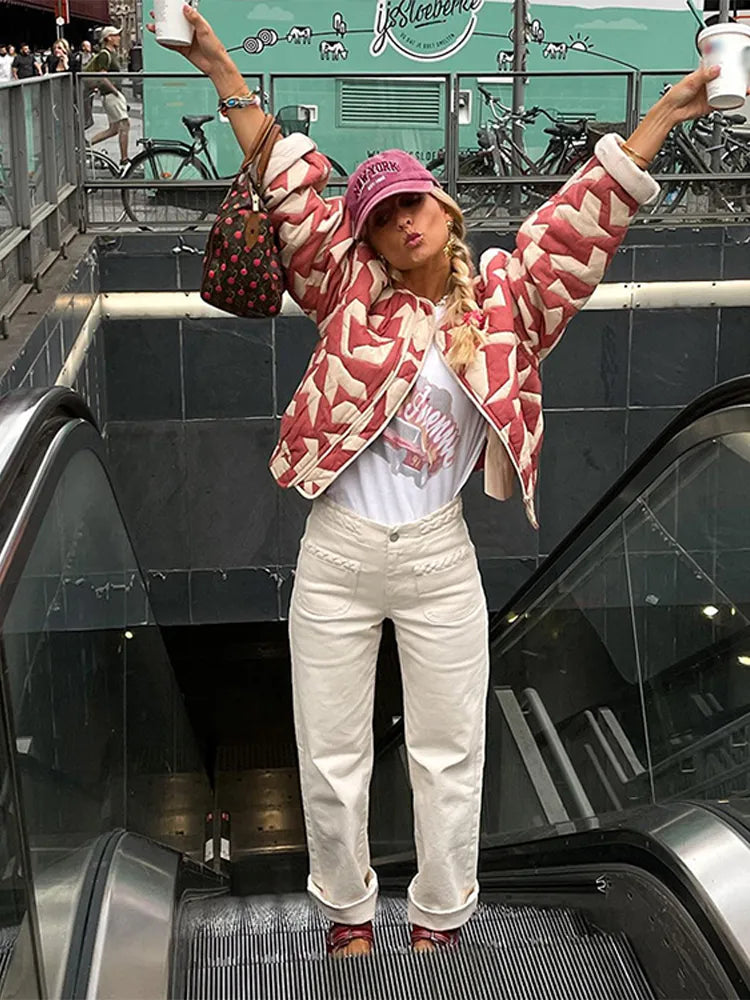 Quilted Cropped Jacket with Zip Closure