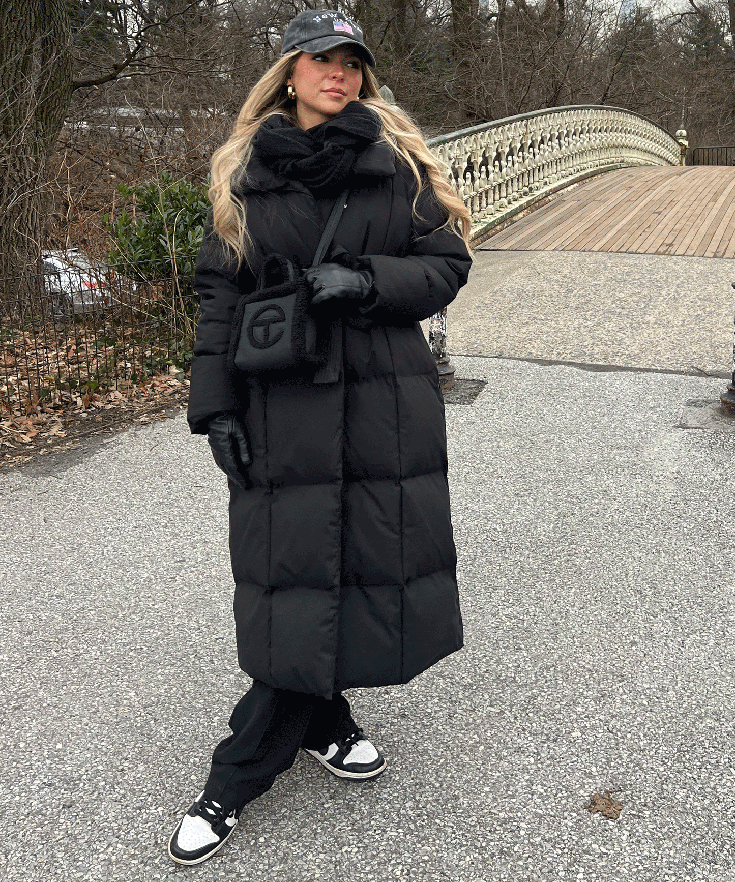 Long Puffer Parka Jacket with Oversized Collar and Tie Waist Belt