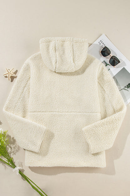 Fuzzy Hooded Jacket with Zip Closure and Pockets