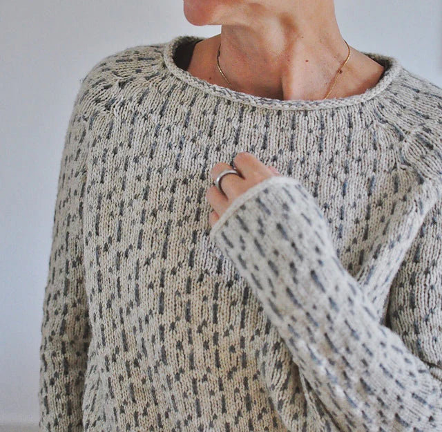 Long-Sleeve Sweater with All-Over Pattern Knit and Boat Neckline