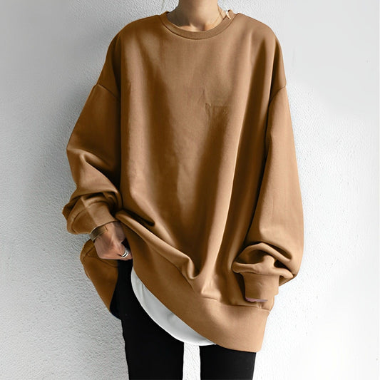 Oversized Pullover Sweatshirt with Crew Neckline