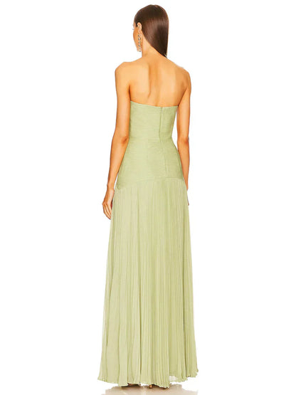 Strapless Pleated Maxi Dress