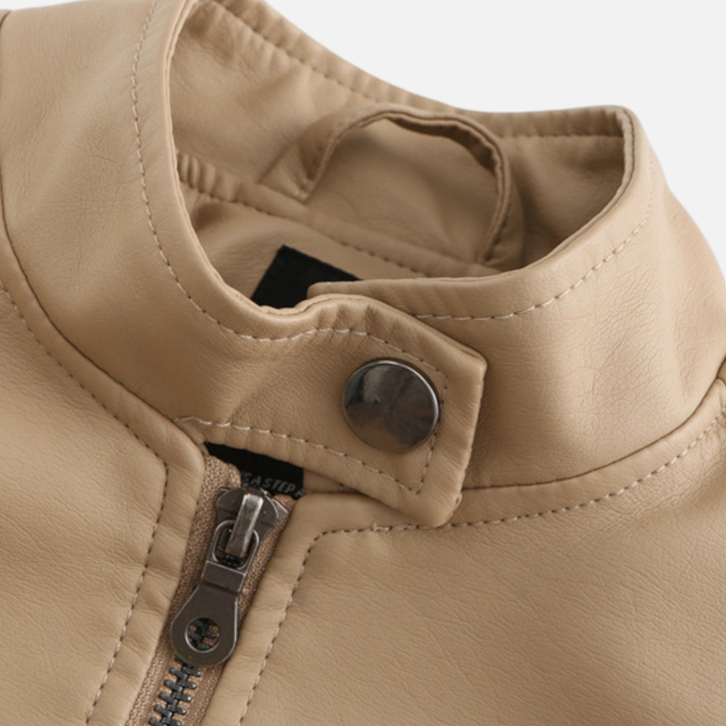 Zip-Front Jacket with Band Collar and Long Sleeves