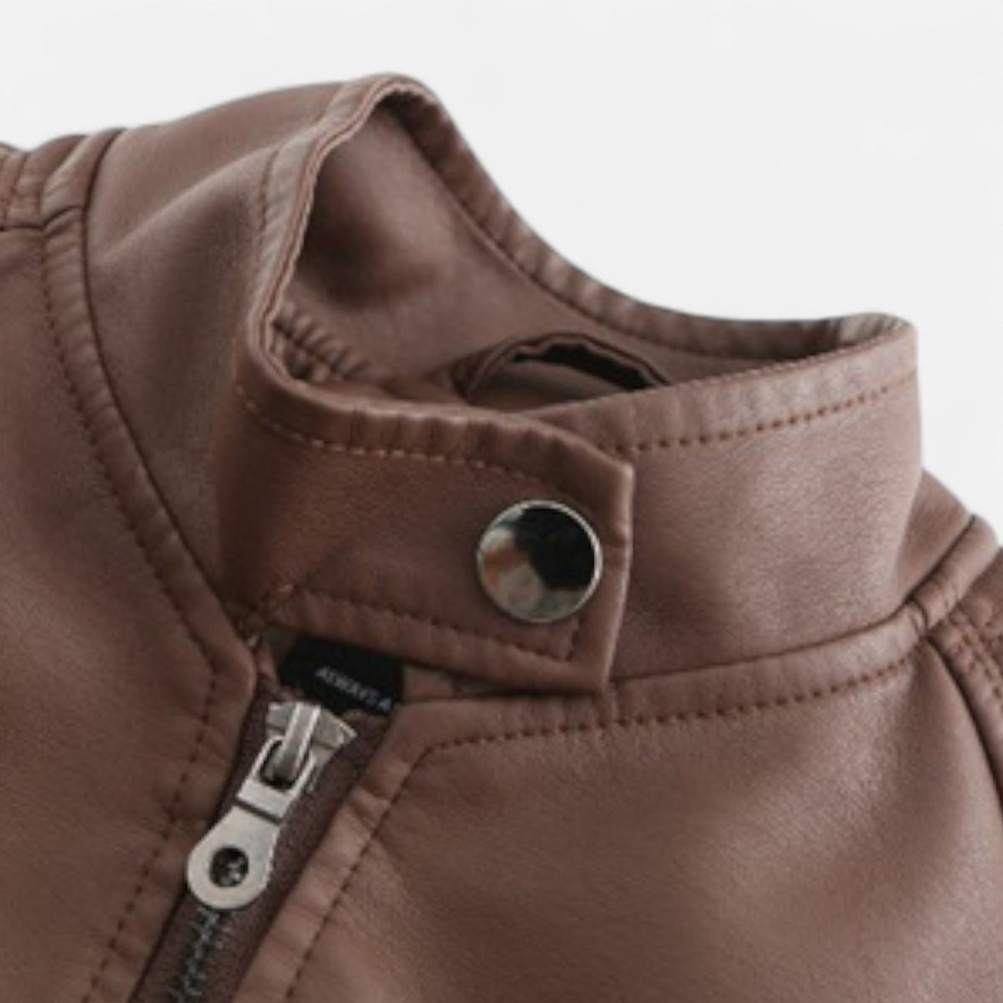 Zip-Front Jacket with Band Collar and Long Sleeves