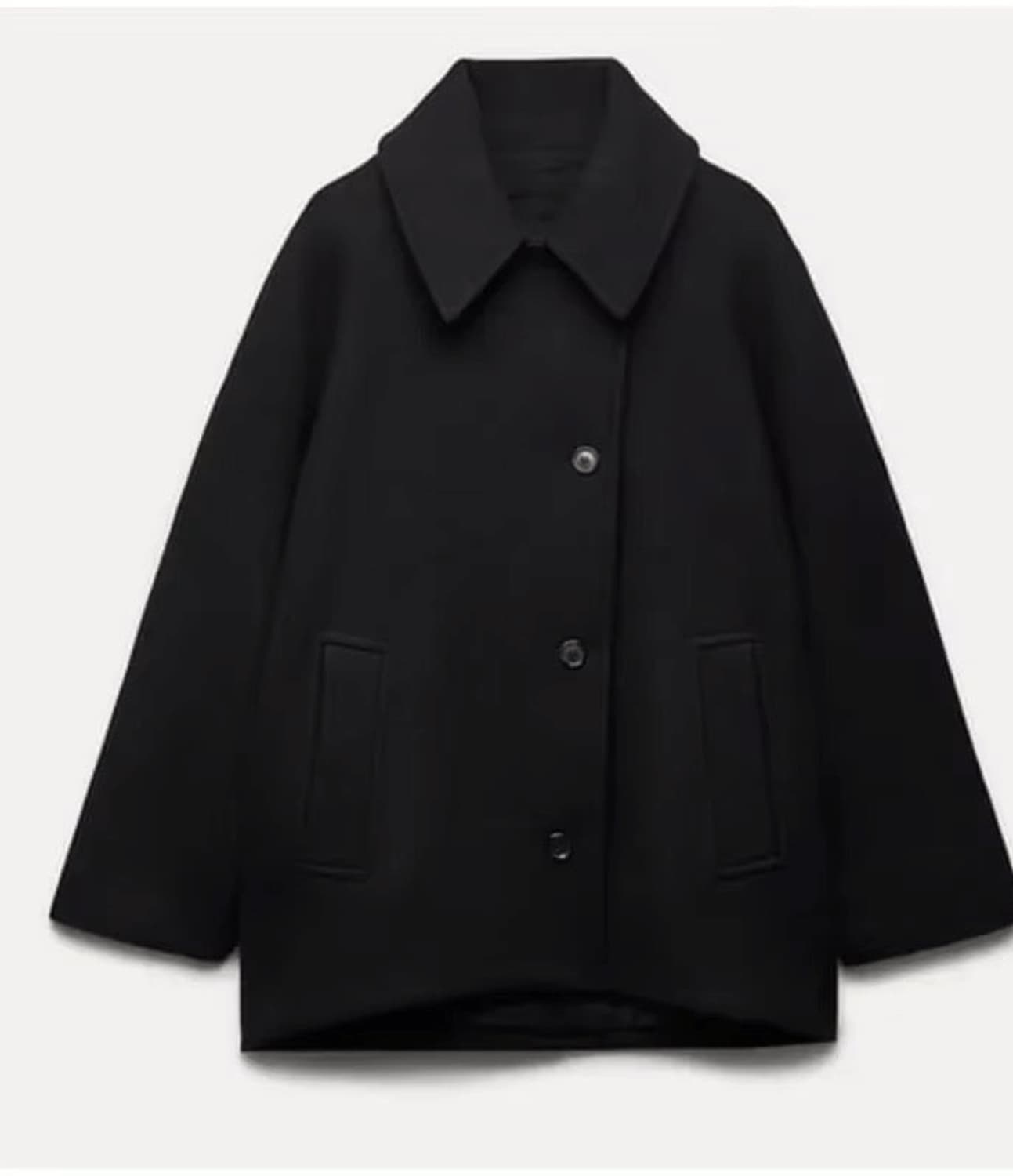 Collared Boxy Jacket with Wide Sleeves and Button Closure