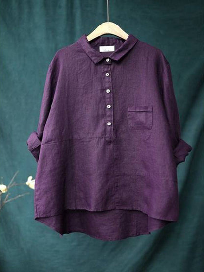 Women's Oversized Linen Button-Up Shirt