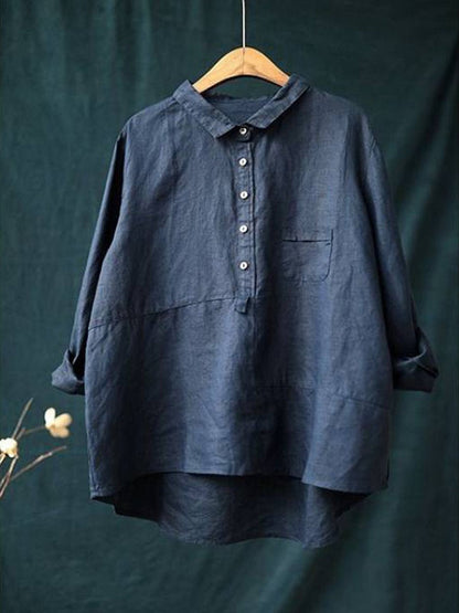 Women's Oversized Linen Button-Up Shirt