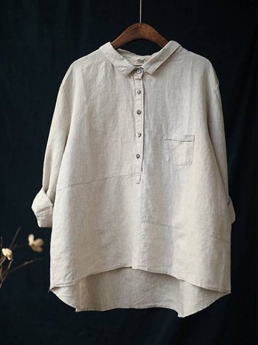 Women's Oversized Linen Button-Up Shirt
