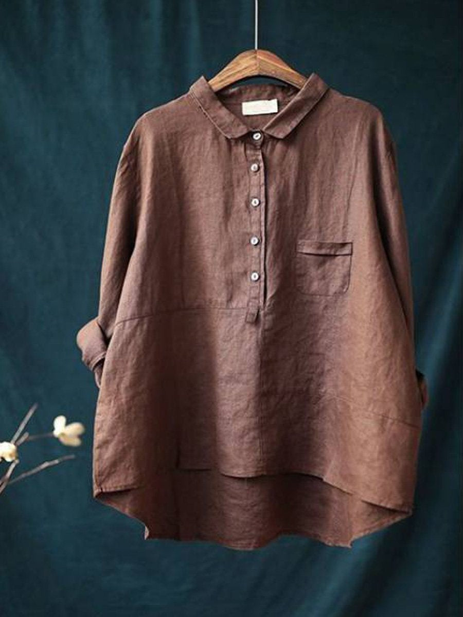 Women's Oversized Linen Button-Up Shirt