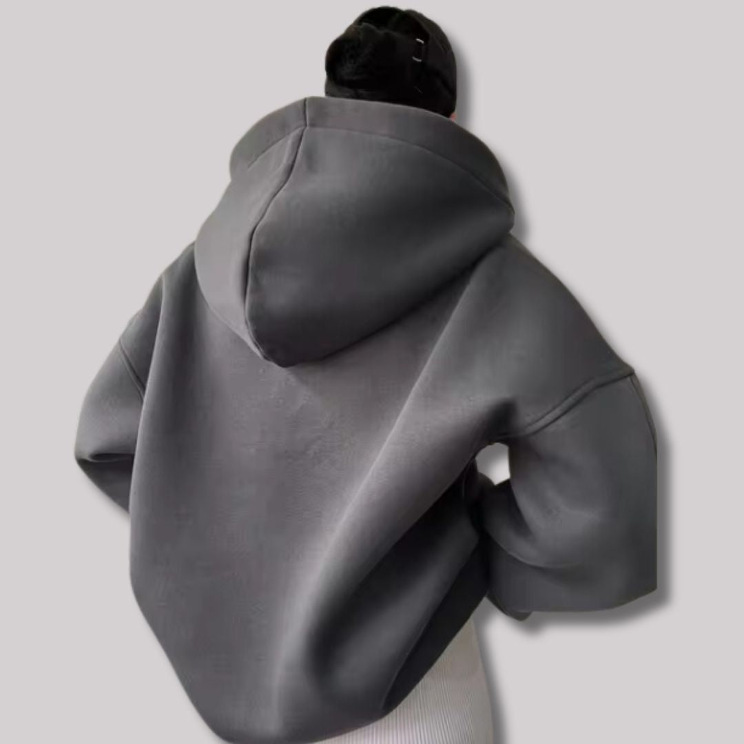 Oversized Hoodie with Drop Shoulder and Collar Placket