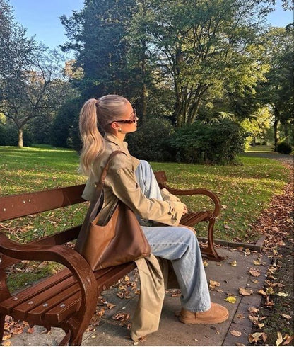 Double-Breasted Longline Trench Coat with Notched Lapels