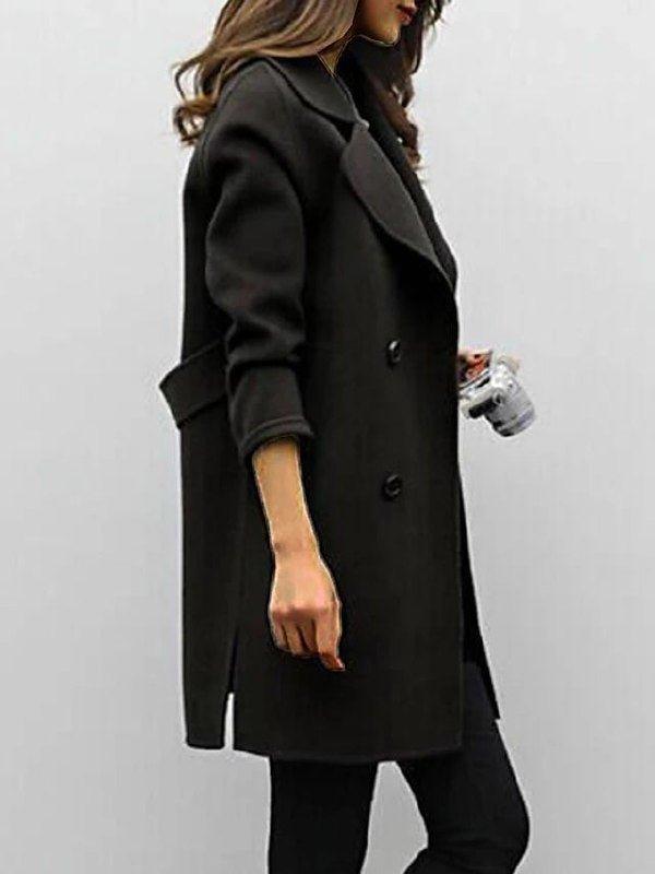 Mid-Length Coat with Notched Lapels