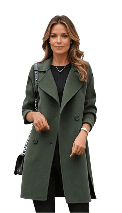 Mid-Length Coat with Notched Lapels