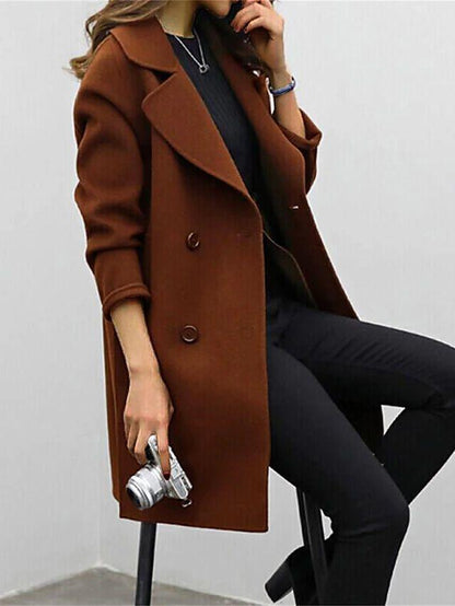Mid-Length Coat with Notched Lapels