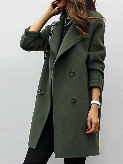 Mid-Length Coat with Notched Lapels