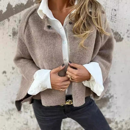 Cropped Cardigan Jacket with Button Closure