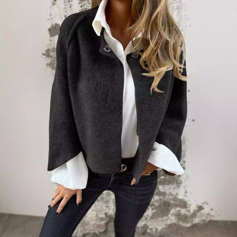 Cropped Cardigan Jacket with Button Closure