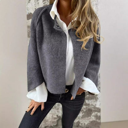 Cropped Cardigan Jacket with Button Closure