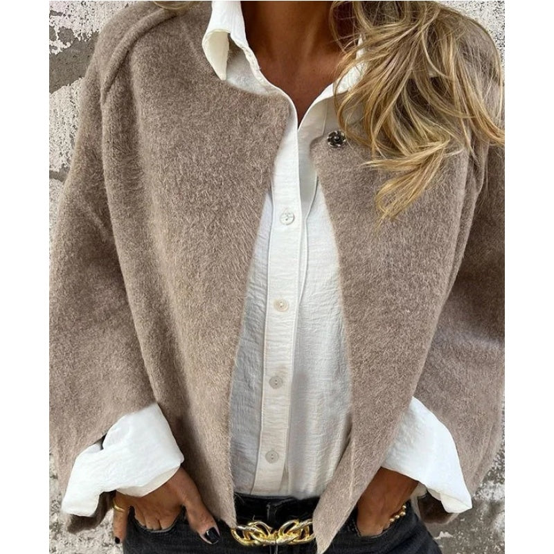Cropped Cardigan Jacket with Button Closure