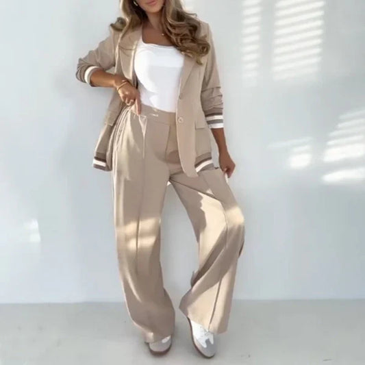 Two-Piece Blazer & Wide-Leg Pants Set